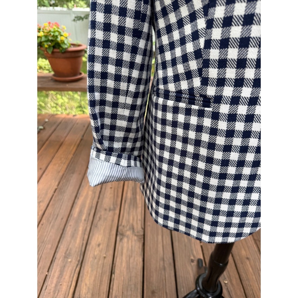 J.Crew Parke Blazer‎ Navy White Gingham Check Cotton Blend Jacket 10P NEW H2842 - Picture 6 of 14